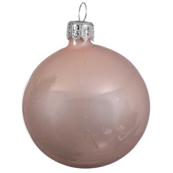 Χριστουγεννιάτικη Γυάλινη Μπάλα Ροζ Γυαλιστερή (8cm)
